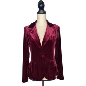 Rinascimento Bordeaux Rosso Giacca Red Velvet Blazer Jacket      Size: M